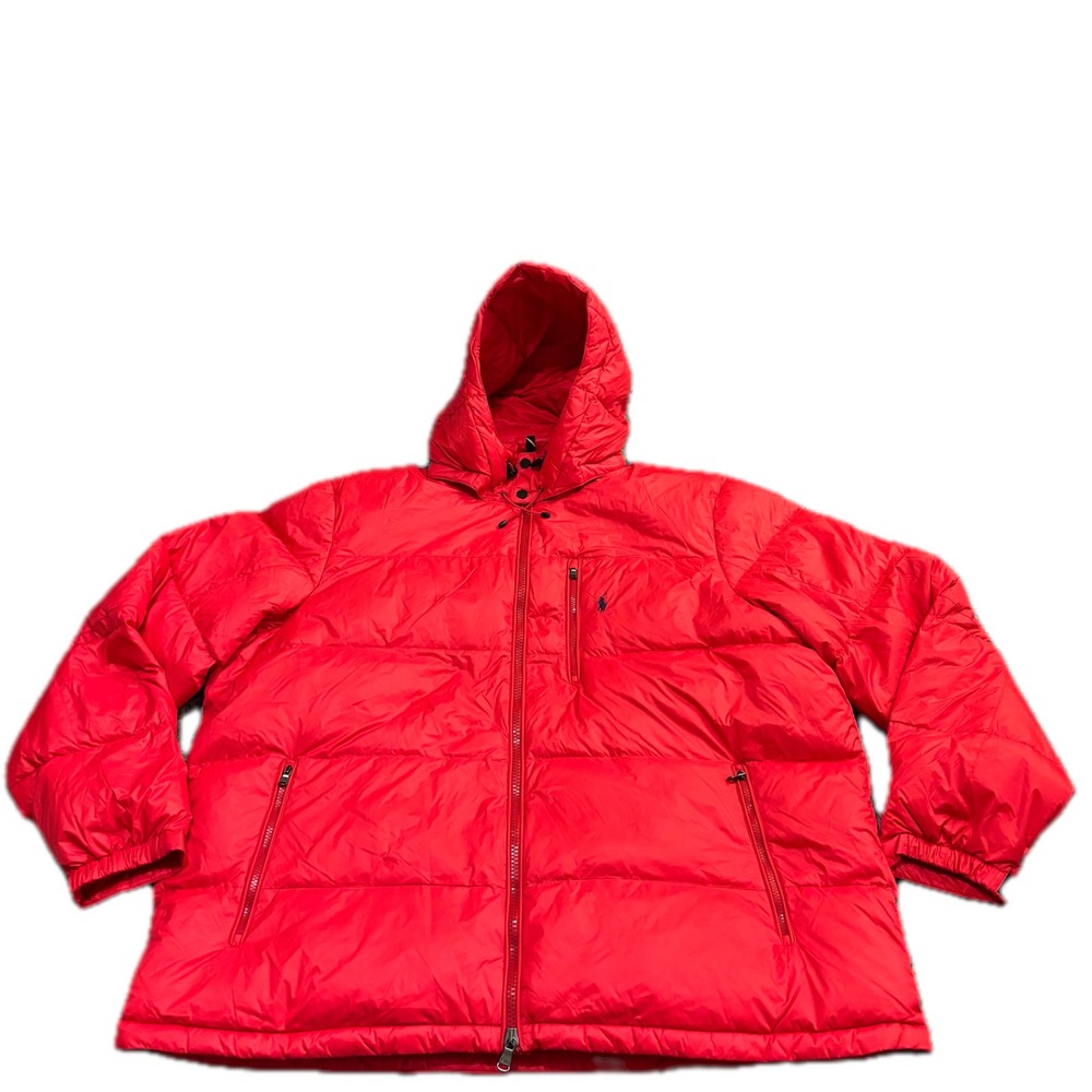 Polo Ralph Lauren Mens 3XLT Red Performance Down Puffer Hooded Jacket Big & Tall